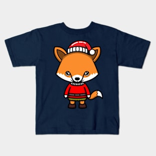 kawaii doodle cute fox christmas Kids T-Shirt